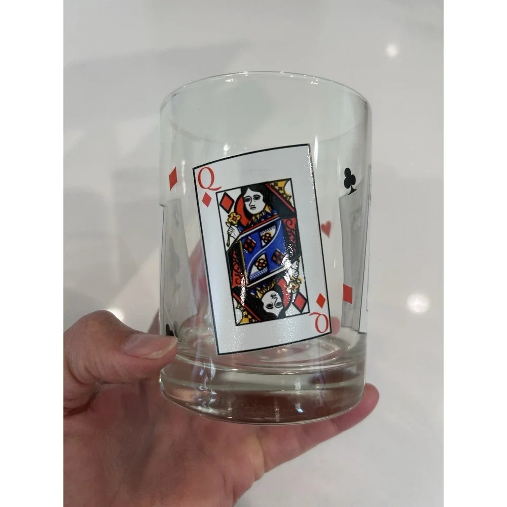Luminarc Double Old Fashioned Card Party Game Night Glasses Set of (4) 13 1/4 oz